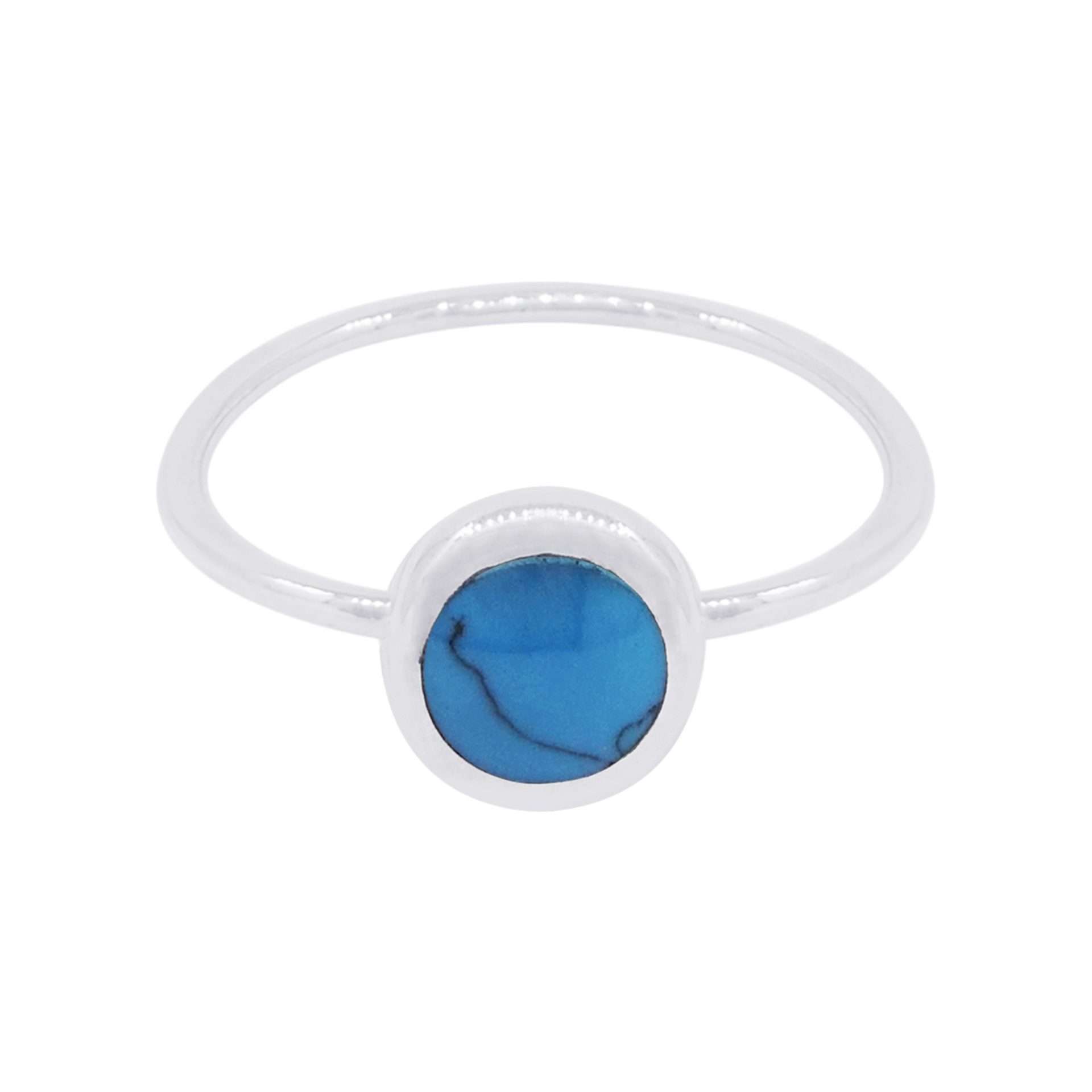 10506<br>ring round 7mm RECONSTITUTED TQ  .925 - Image 1