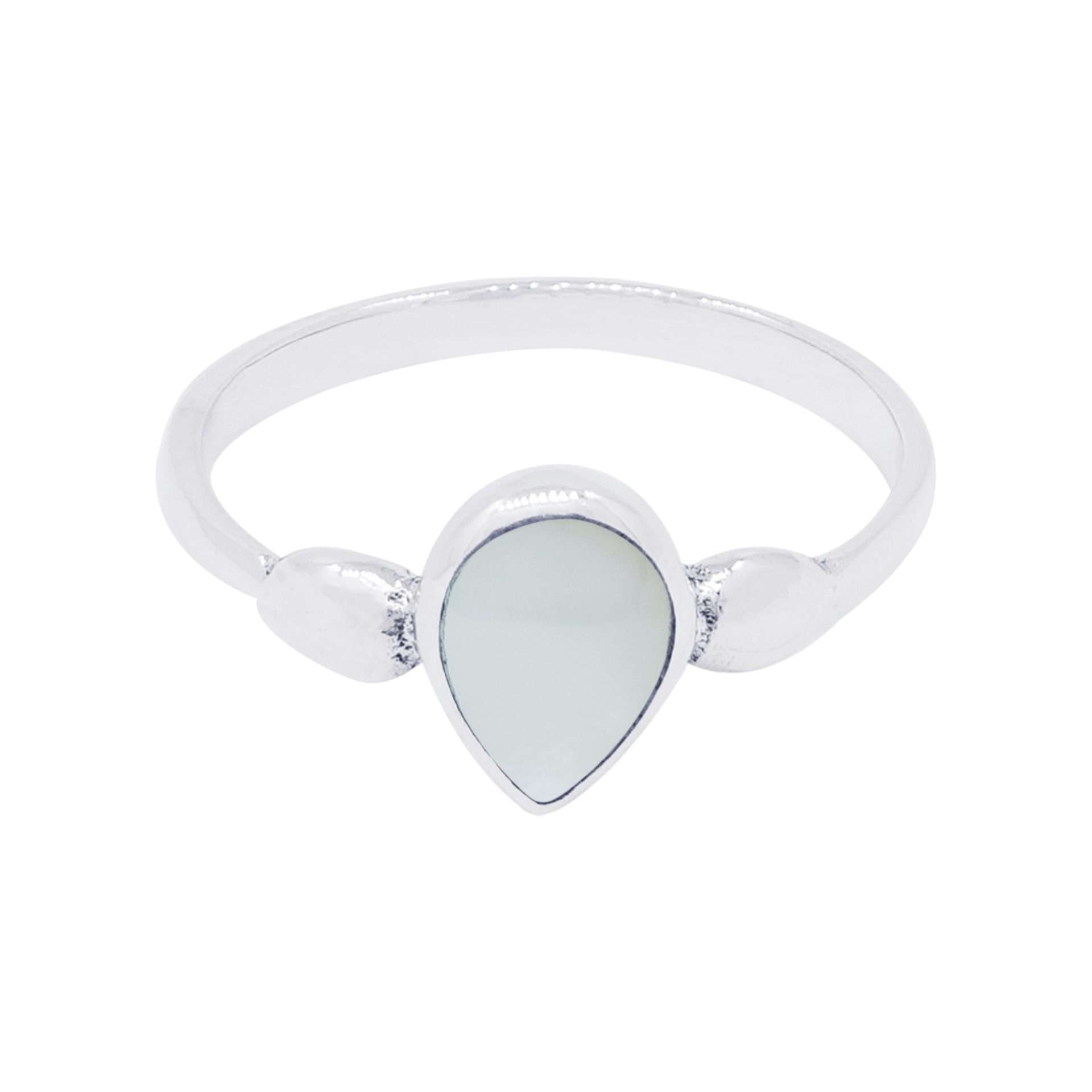 10508<br>ring 7x9 mm pear shape MOTHER OF PEARL .925 *5-9 - Image 1