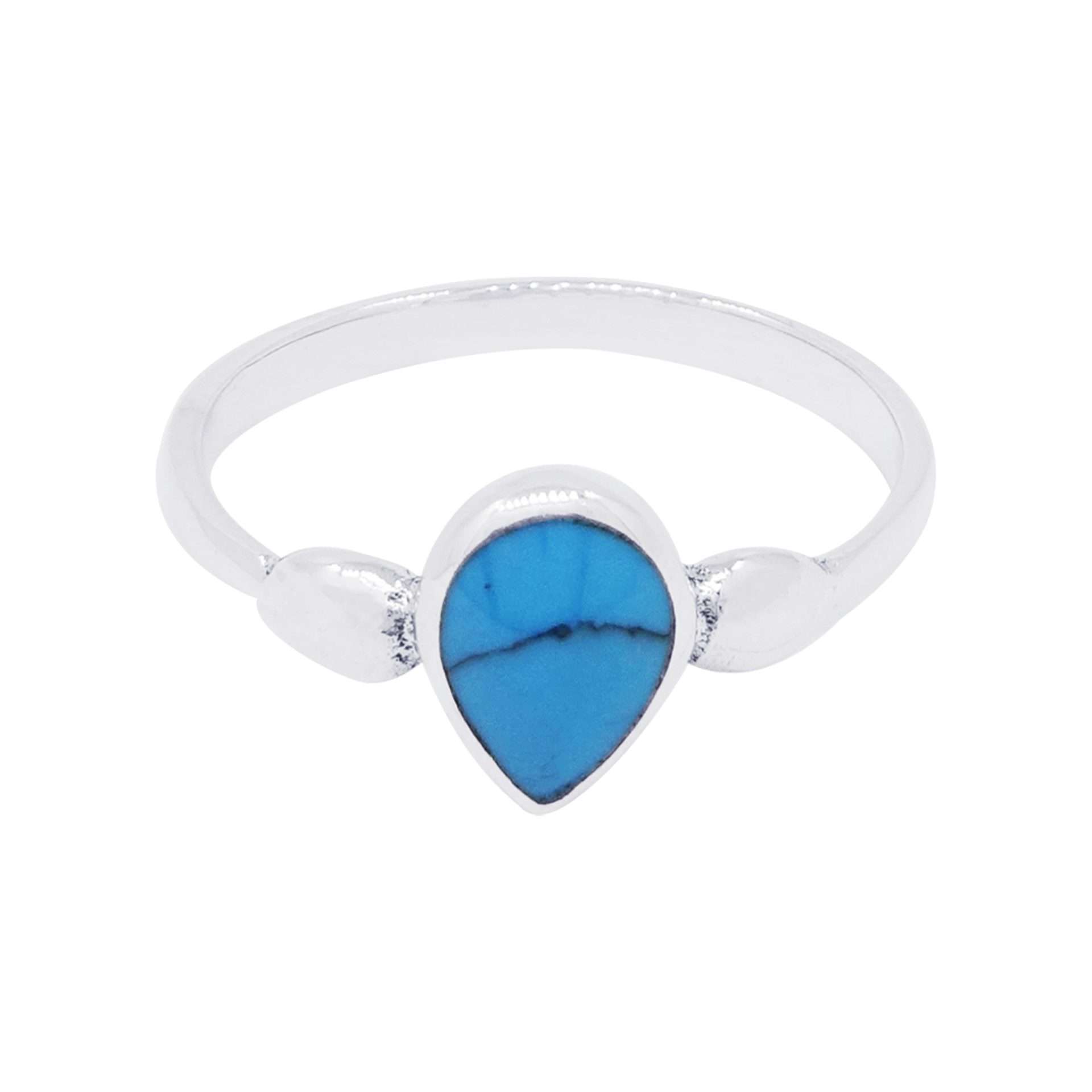 10509<br>ring 7x9 mm pear shape Reconstituted  TQ .925  *5-9 - Image 1