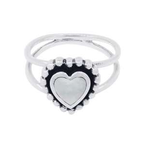 10514<br>ring 10x10 mm bead framed heart 2-band MOTHER OF PEARL .925