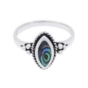 10519<br>ring 7x11mm marquise rope framed ABALONE  Sterling Silver *5-9
