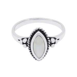 10521<br>ring 7x11mm marquise rope framed MOTHER OF PEARL .925