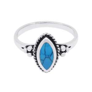 10522<br>ring 7x11mm marquise rope framed Reconstituted TQ .925