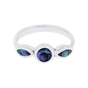 10523<br>ring 2 marquise surronding a round  ABALONE  .925