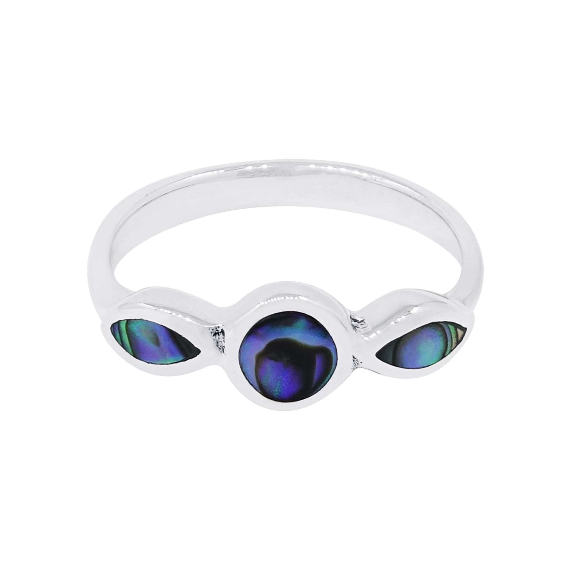 10523<br>ring 2 marquise surronding a round  ABALONE  .925 - Image 1