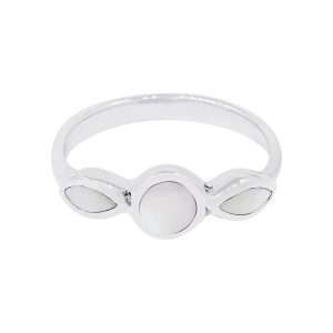 10524<br>ring 2 marquise surronding a round MOTHER OF PEARL .925
