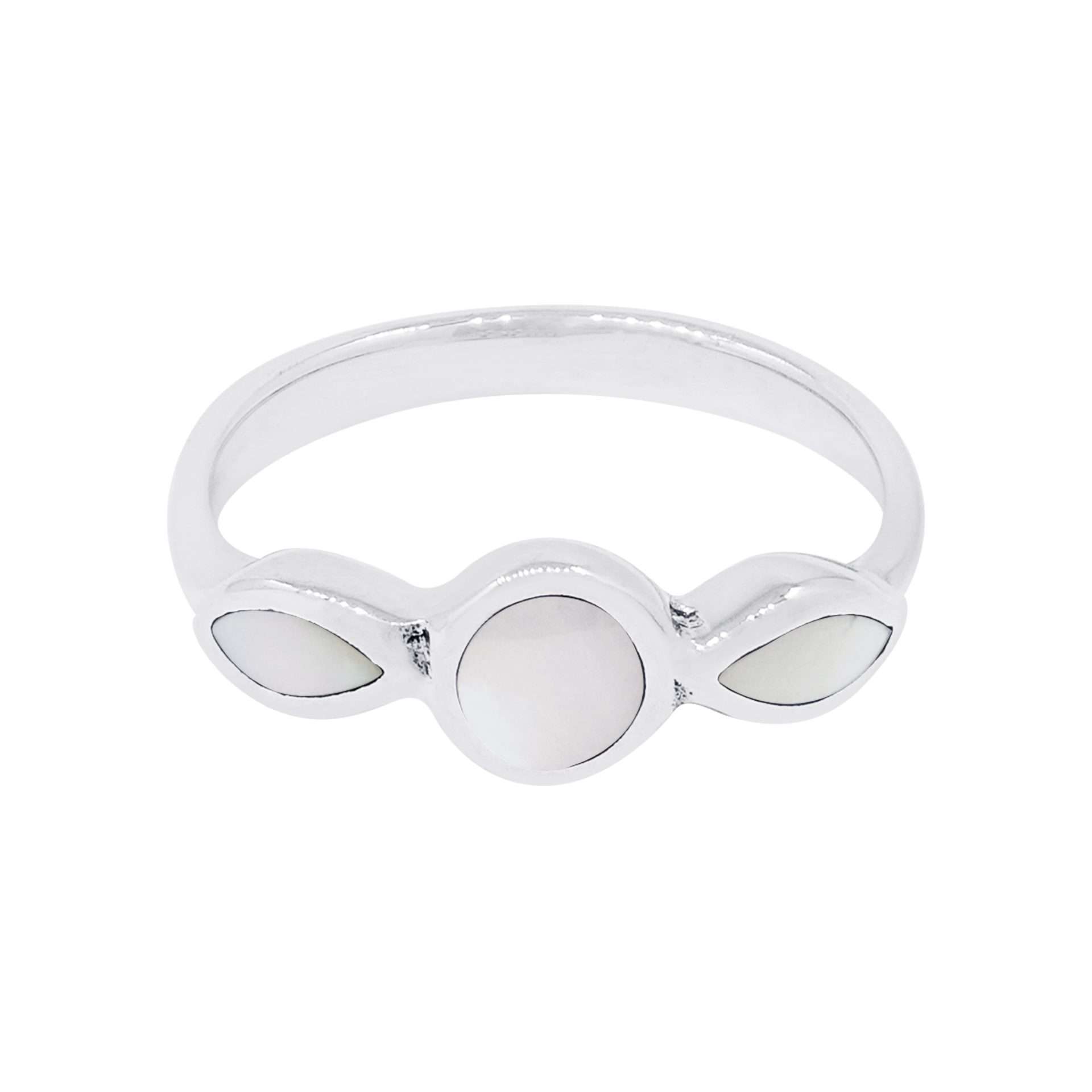 10524<br>ring 2 marquise surronding a round  MOTHER OF PEARL .925 - Image 1