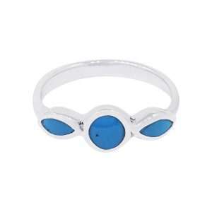 10525<br>ring 2 marquise surronding a round RECONSTITUED TQ .925