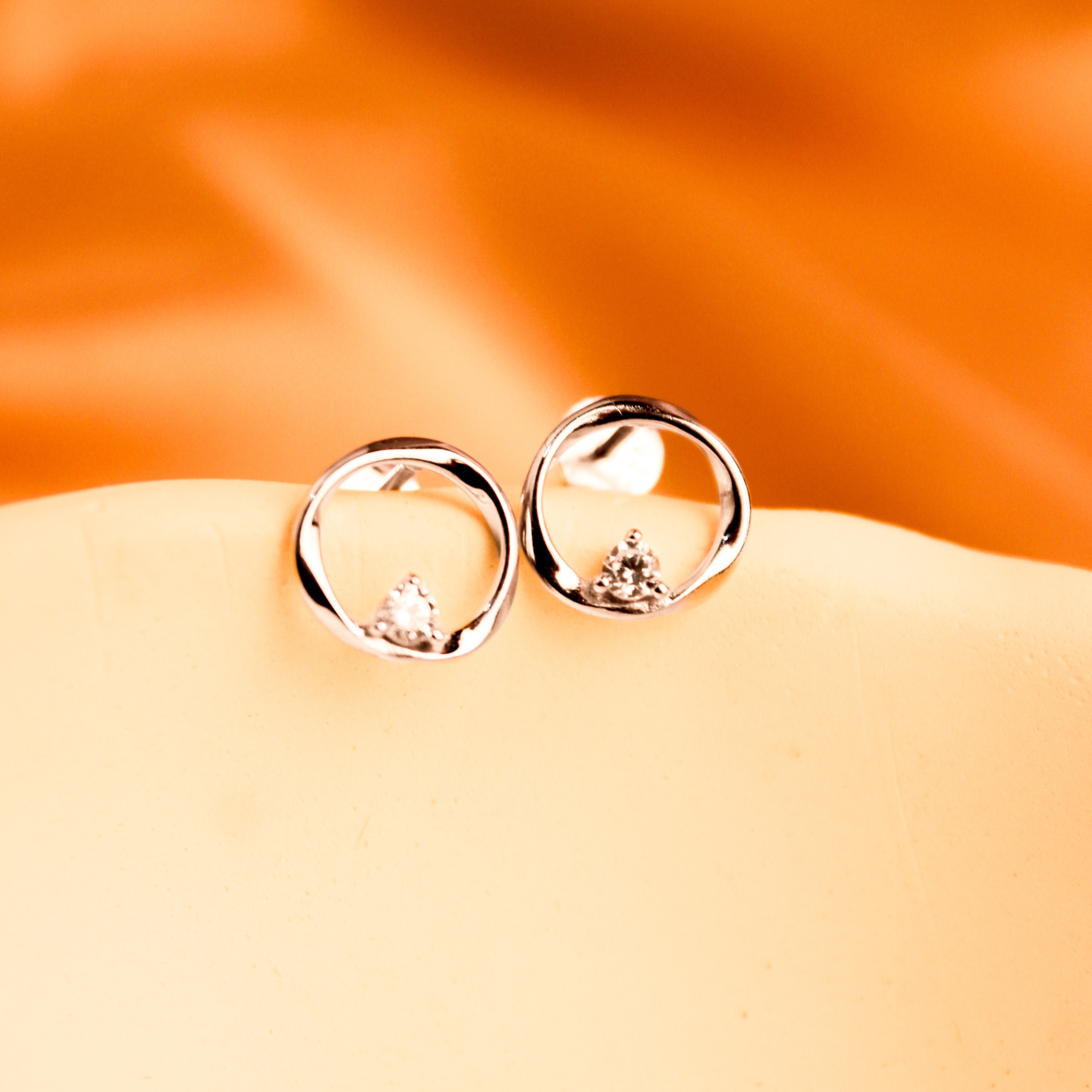 27311<br>ear stud abstract frame w/ 3mm CZ .925 RP - Image 2
