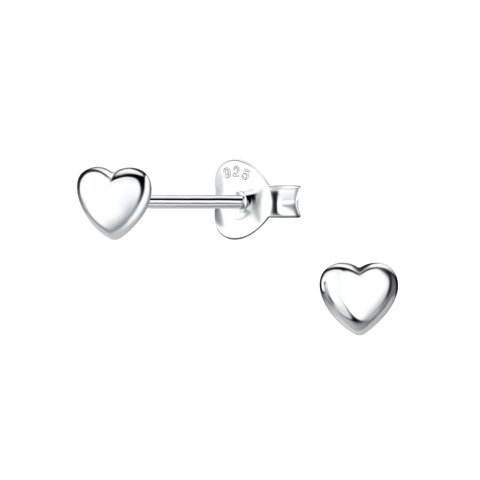 22856<br>ear stud 4x4 puff heart .925 E-Coat - Image 1
