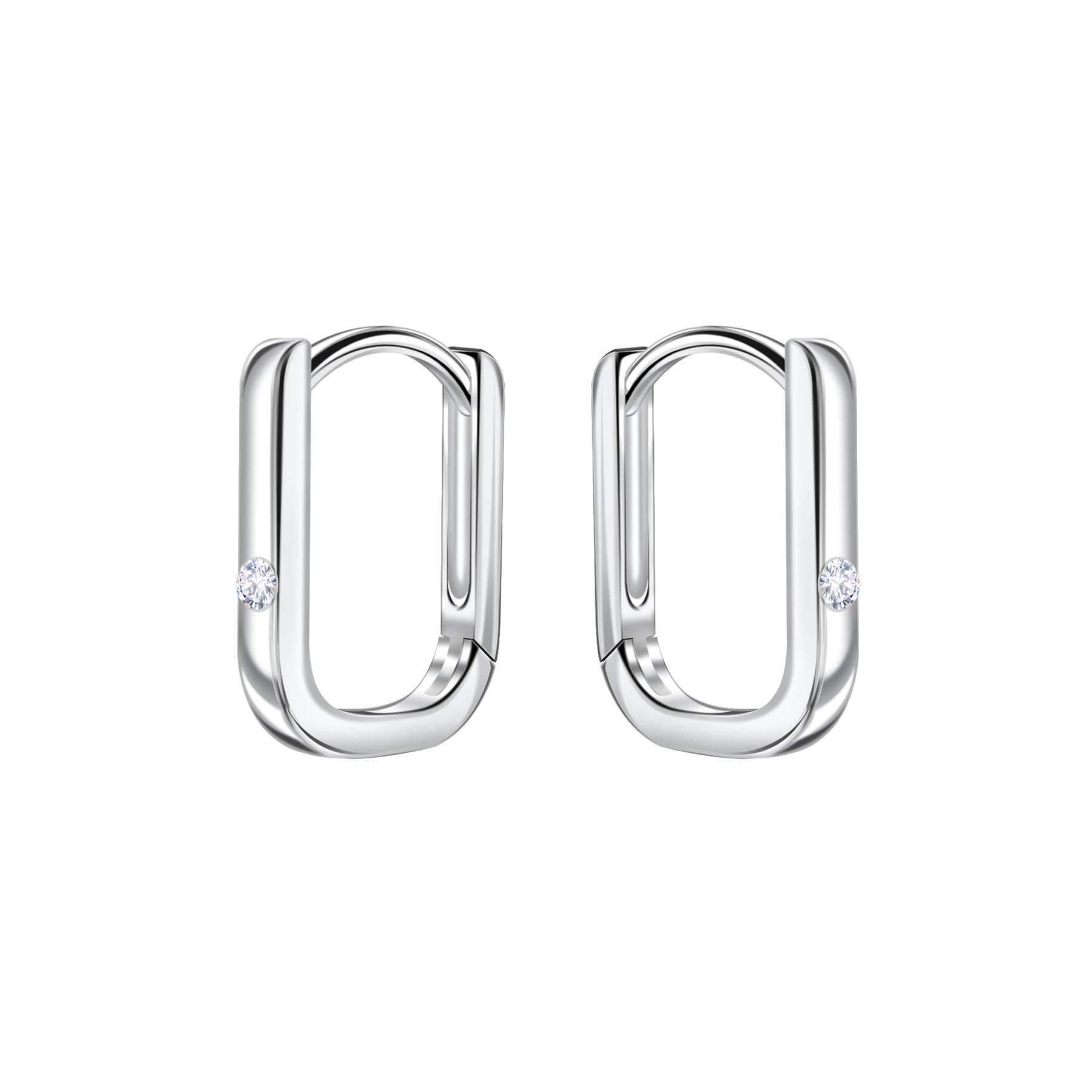 22855<br>huggie 10x2 single CZ  .925 E-coat - Image 1