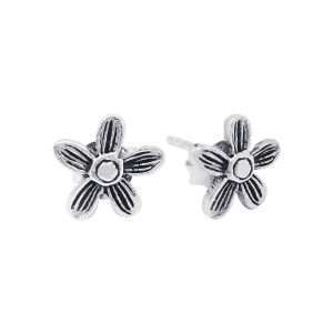 23129<br>ear stud 5 petal flower w/texture 925