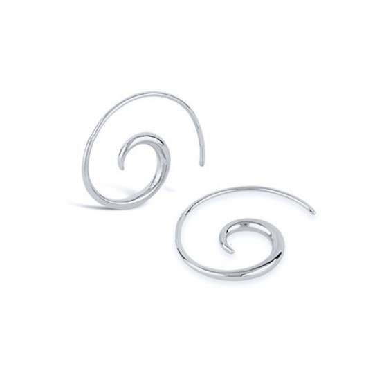 23346<br>earring spiral line whirlpool hoop .925 Rhodium Plated - Image 1