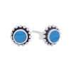 23529<br>ear stud 7mm beaded bezel Reconstituted TQ .925 - Sold in 2's - Thumbnail Image 1
