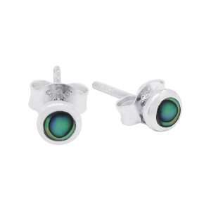 23531<br>ear stud 4mm bezel ABALONE .925 - Sold in 2's