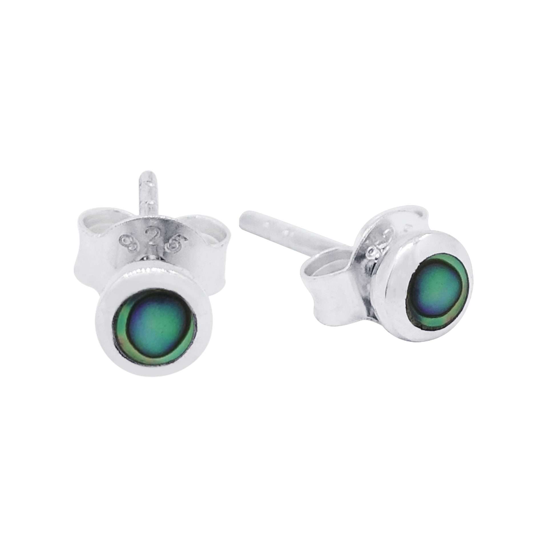 23531<br>ear stud 4mm bezel ABALONE .925 - Sold in 2's - Image 1