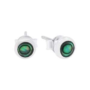 23539<br>ear stud 5mm bezel ABALONE .925 - Sold in 2's
