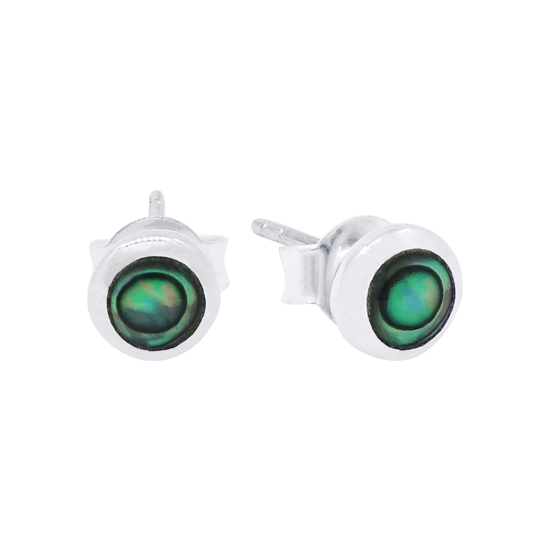 23539<br>ear stud 5mm bezel ABALONE .925 - Sold in 2's - Image 1