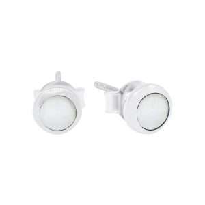 23540<br>N I AM ear stud 5mm bezel MOTHER OF PEARL .925 - Sol in 2's