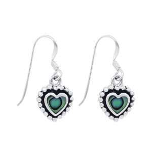 24273<br>earring beaded heart w/ ear wire Abalone