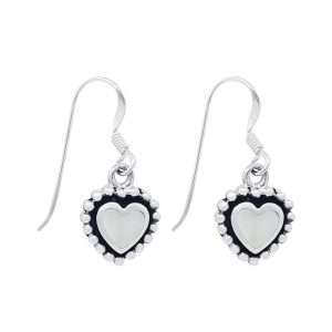 24274<br>earring beaded heart w/ ear wire 10x10mm - MOP