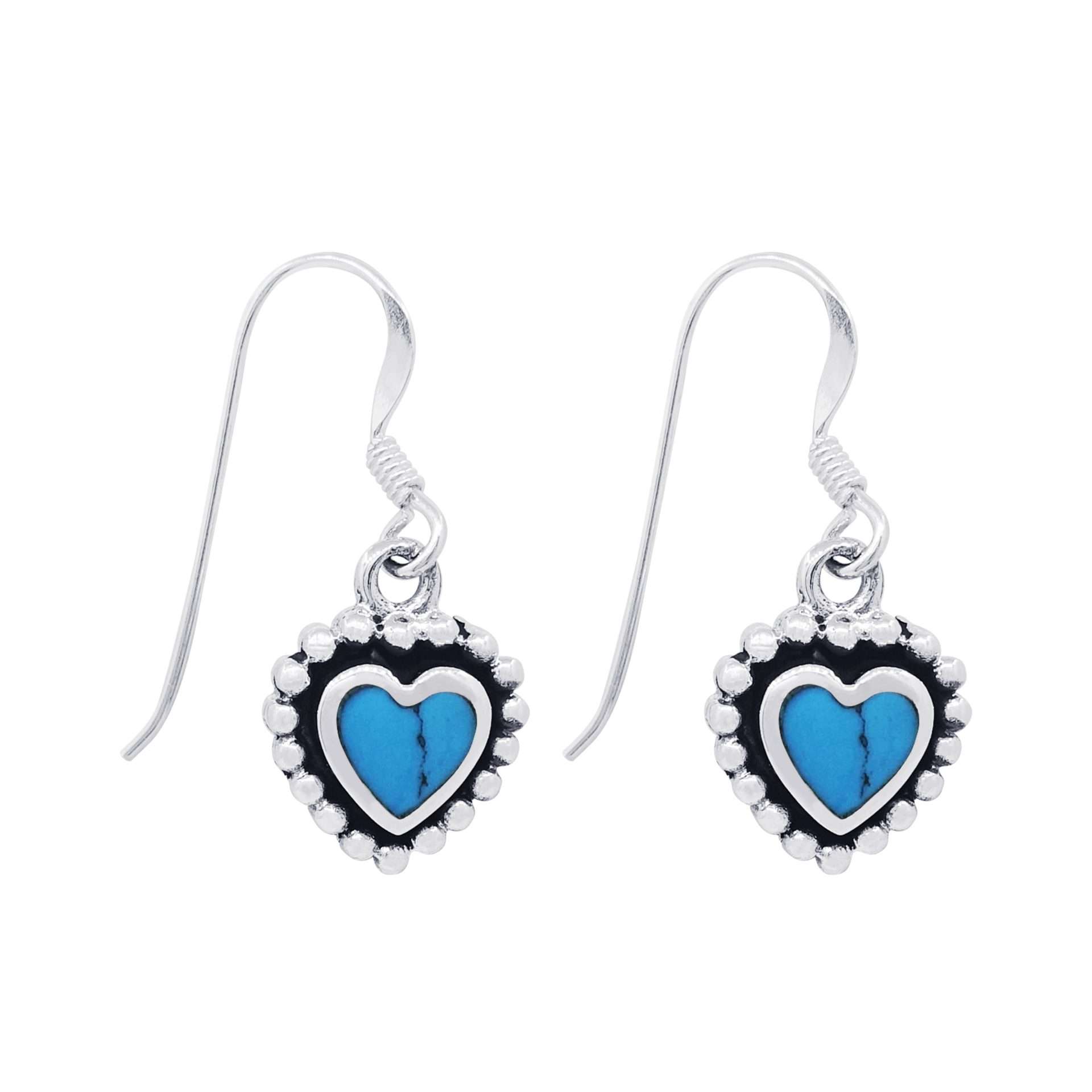 24275<br>earring beaded heart w/ ear wire 10x10mm - TQ - Image 1