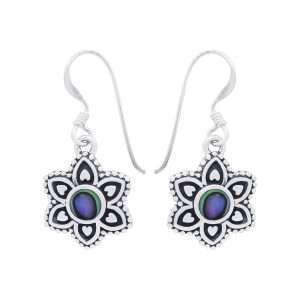 Close-Out-24276<br>earring beaded flower inlay - Abalone