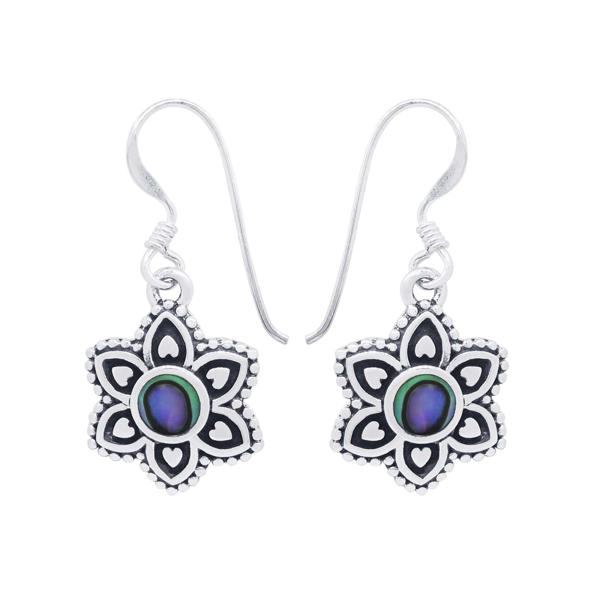 Close-Out-24276<br>earring beaded flower inlay - Abalone - Image 1