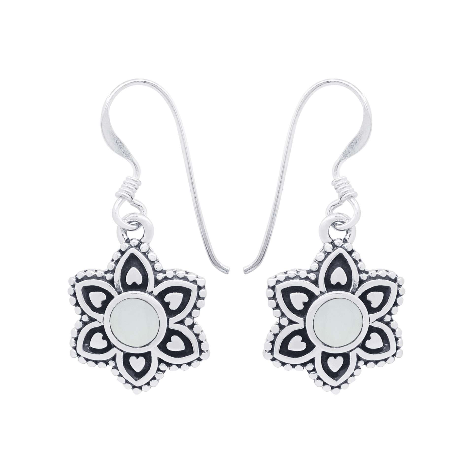 Close-Out-24277<br>earring beaded flower inlay - MOP - Image 1