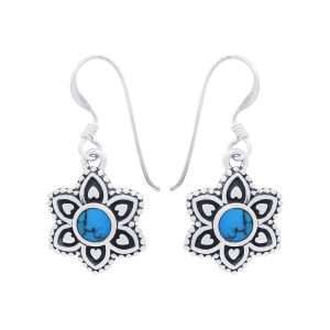 Close-Out-24278<br>earring beaded flower inlay - TQ