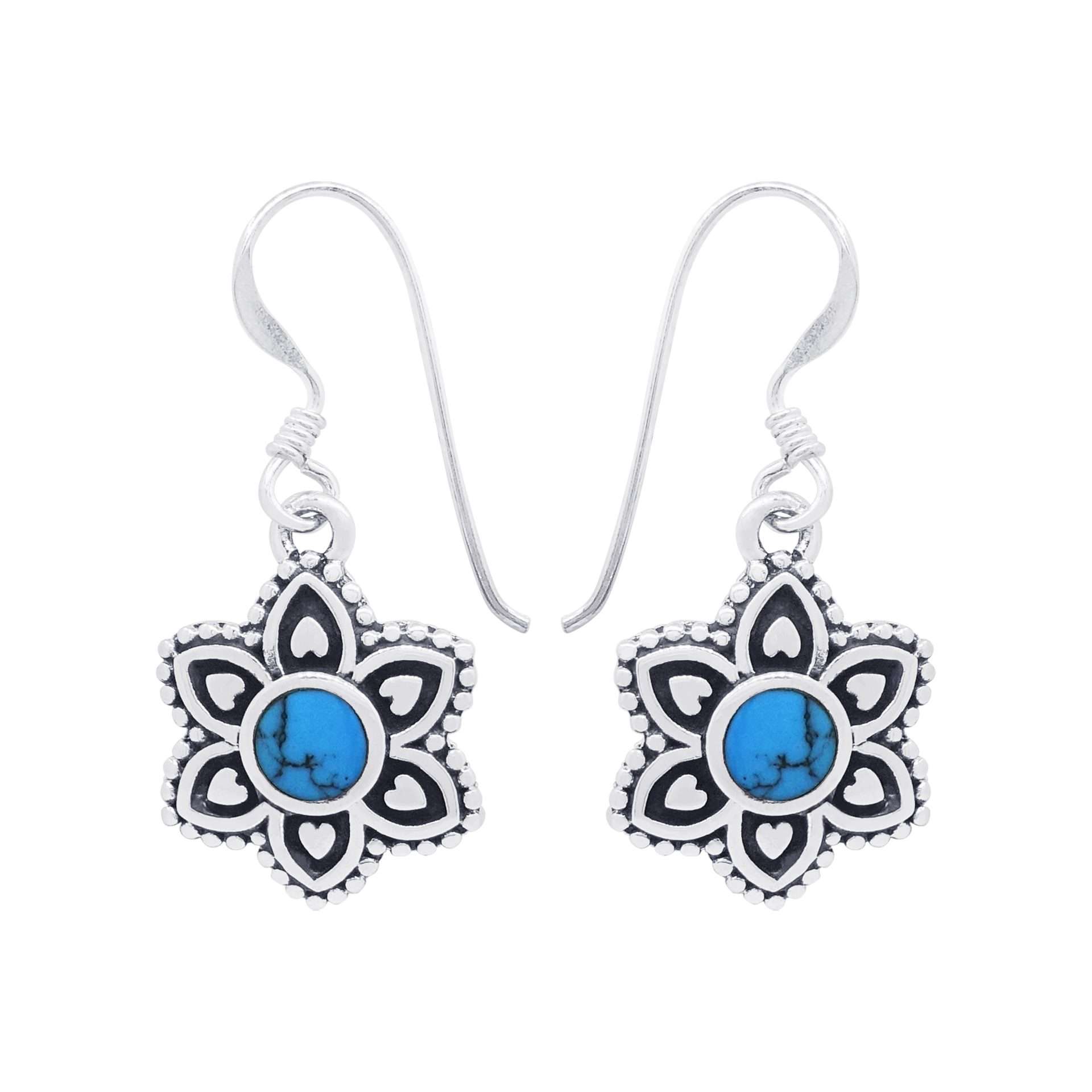 Close-Out-24278<br>earring beaded flower inlay - TQ - Image 1
