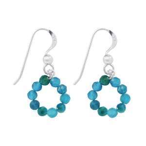 Close-Out-26109<br>earring gemstone beaded circle .925  Amythest, Amazonite, Blue Appatite