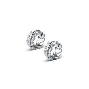 Close-Out-27309<br>huggie leaves w/ clear CZ's .925 RP