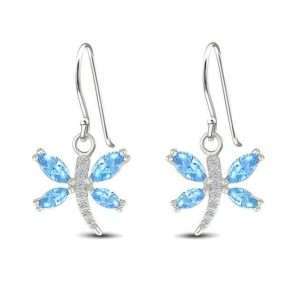 27312<br>earring dragonfly w/ blue CZ wings STERLING SILVER RP