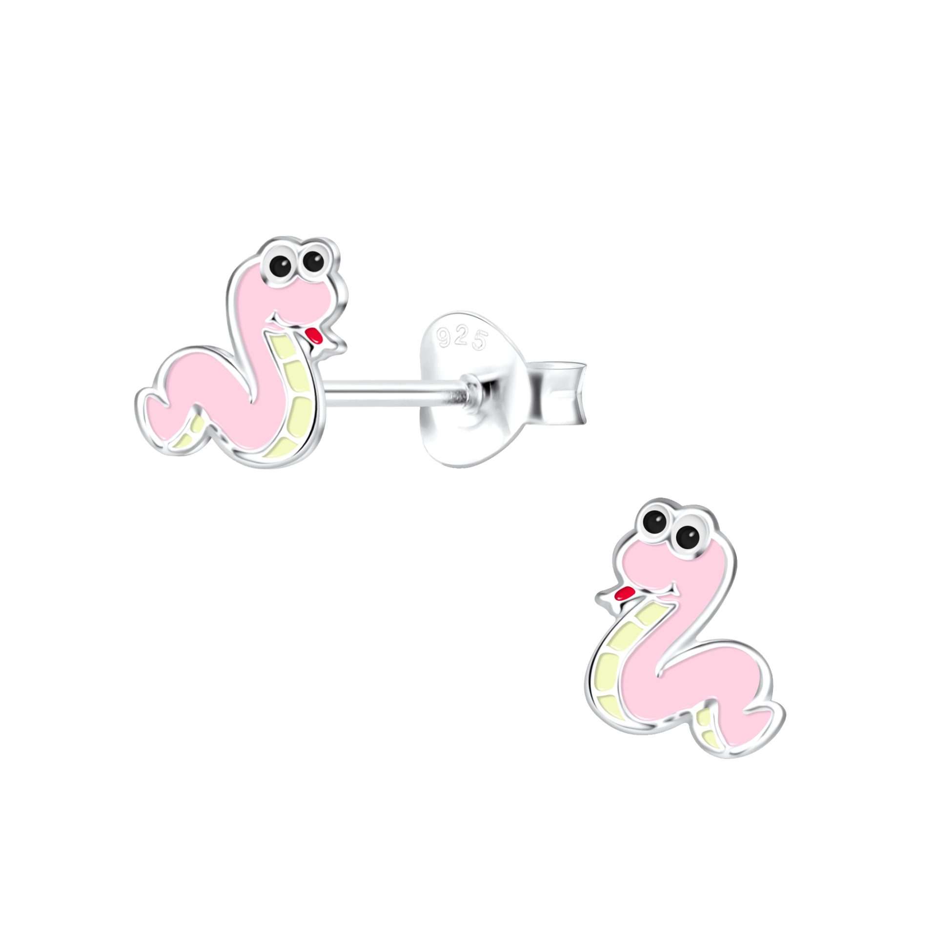 Close-Out-28081<br>ear stud 7x8 enamel friendly snake   .925 E-coat - Sold in 2's - Image 1
