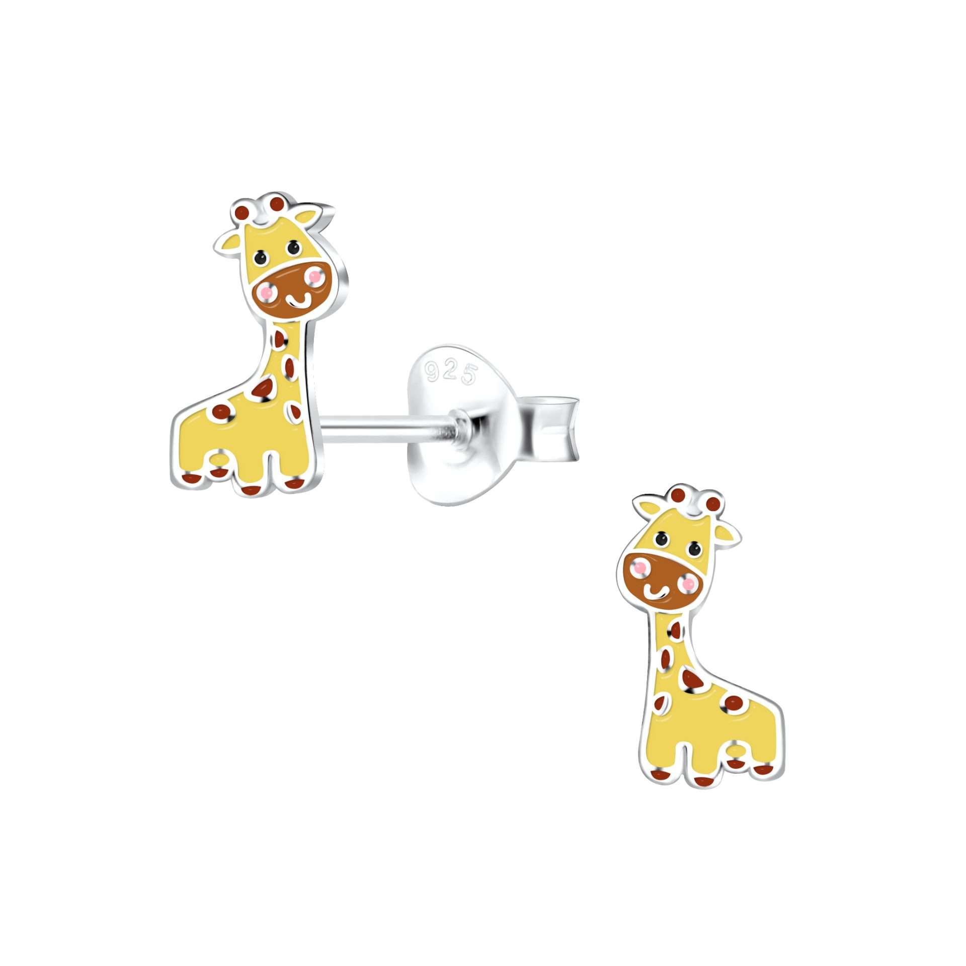 Close-Out-28082<br>ear stud 4x9 enamel giraffe  .925 E-coat - Sold in 2's - Image 1