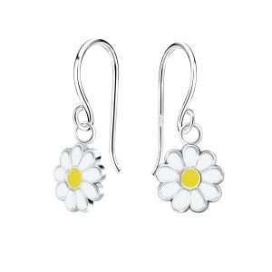 28088<br>earring 9x7 enamel daisy .925 E-coat - Sold in 2's