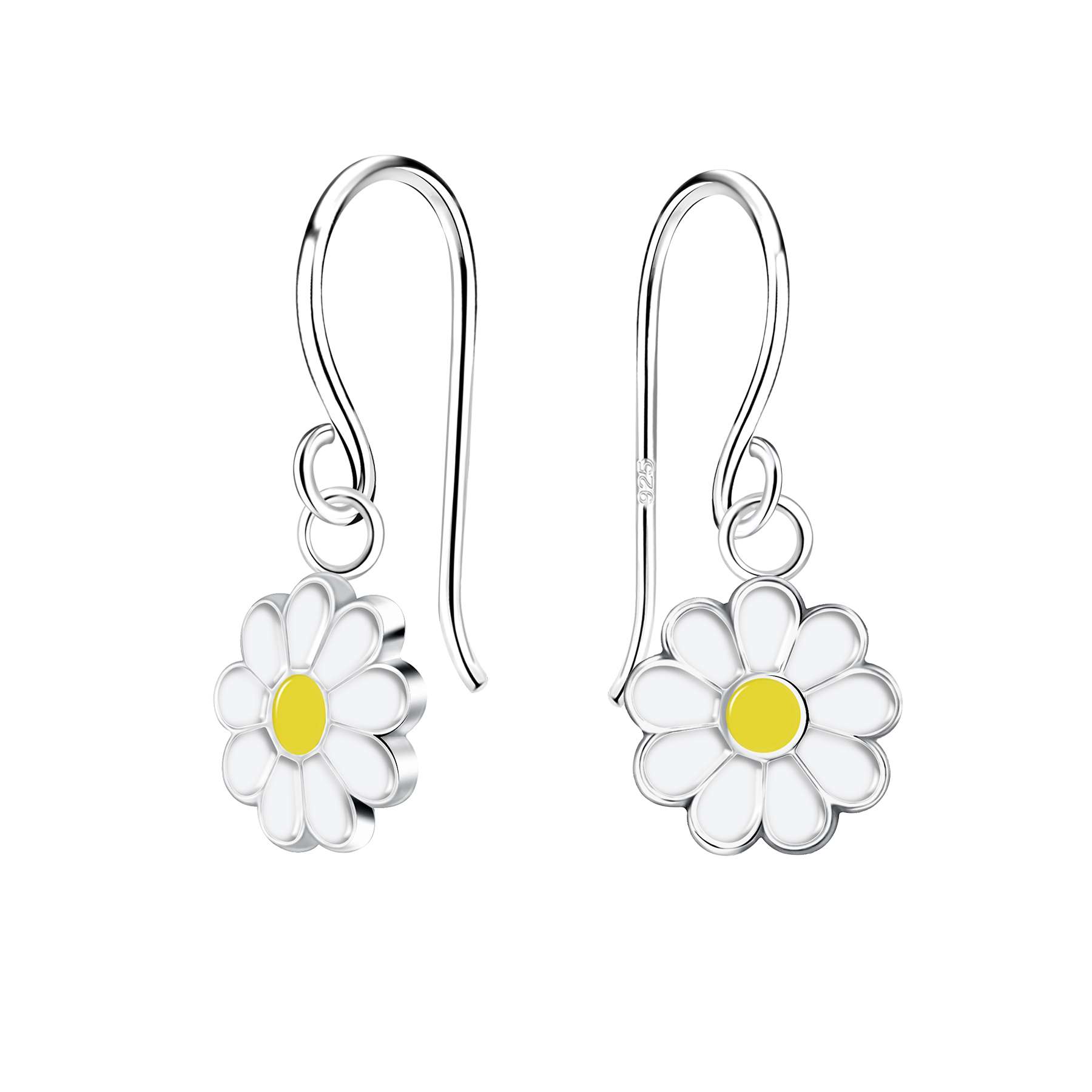 28088<br>earring 9x7 enamel daisy .925 E-coat - Sold in 2's - Image 1