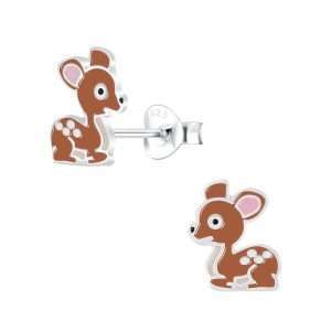 28089<br>ear stud 7x9 enamel baby reindeer .925 E-coat - Sold in 2's