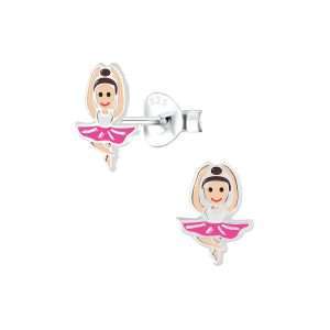 28090<br>ear stud 7x9 enamel ballerina .925 E-coat - Sold in 2's