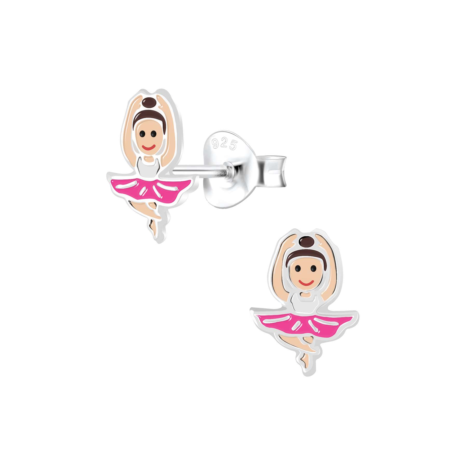 28090<br>ear stud 7x9 enamel ballerina .925 E-coat - Sold in 2's - Image 1