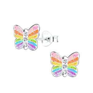 28092<br>ear stud 8x7 rainbow butterfly .925 E-coat - Sold in 2's