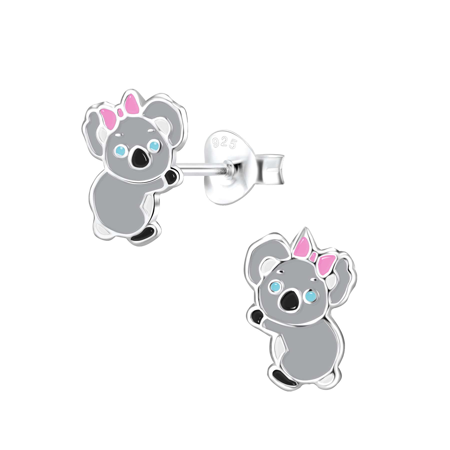Close-Out-28093<br>ear stud 7x10 enamel koala .925 E-coat - Sold in 2's - Image 1