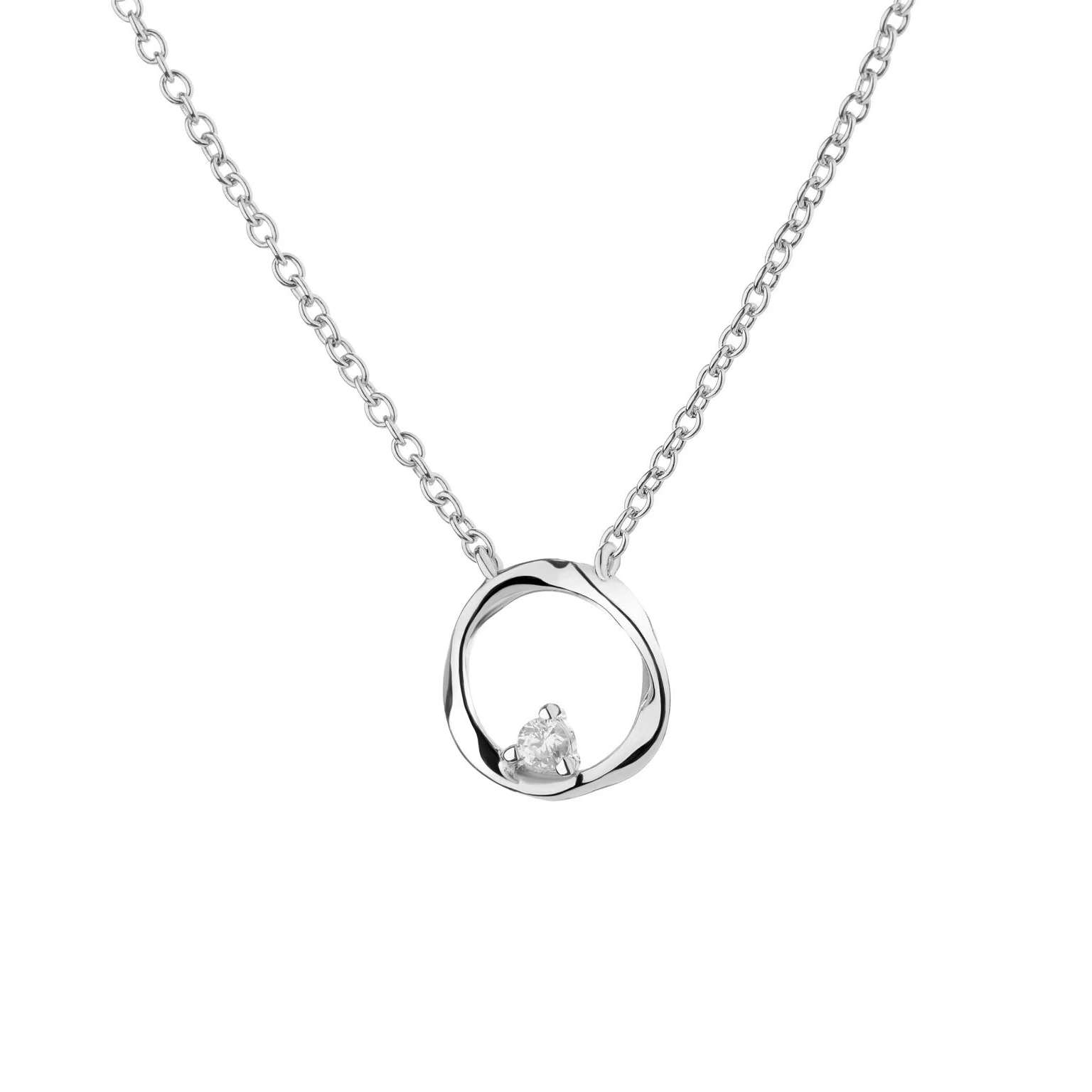 57311<br>necklace abstract frame w/ 4mm CZ 16"+2"ext .925 RP - Image 1