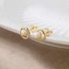 92274<br>ear stud freshwater pearl in abstract frame .925 GP - Thumbnail Image 2