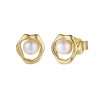 92274<br>ear stud freshwater pearl in abstract frame .925 GP - Thumbnail Image 1