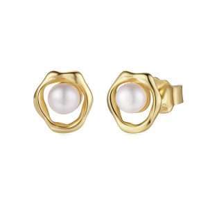 92274<br>ear stud freshwater pearl in abstract frame .925 GP