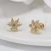 92278<br>ear stud 6 petal flower w/ CZ's .925  GP - Thumbnail Image 5