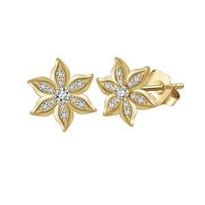 92278<br>ear stud 6 petal flower w/ CZ's .925 GP