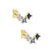 Close-Out-92279<br>ear stud 3 square curve w/ blue hued CZ's .925 GP - Thumbnail Image 2